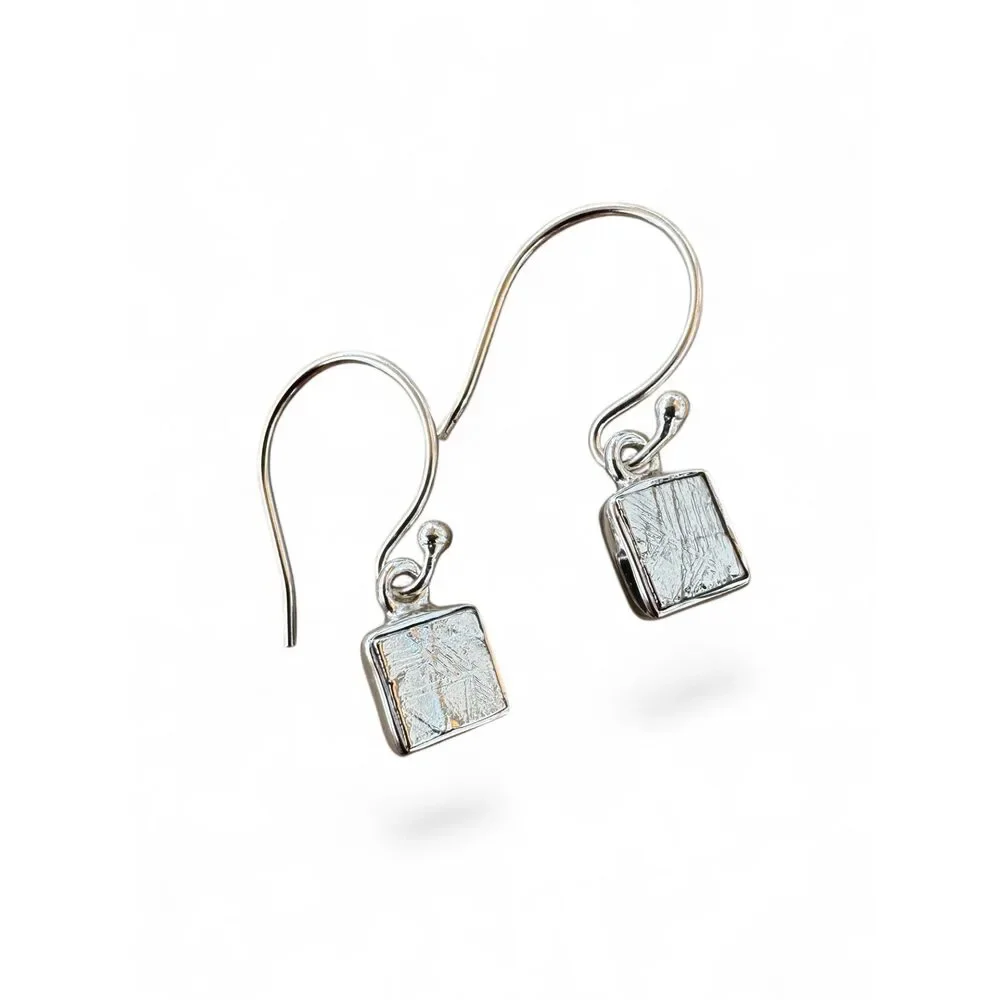 Meteorite Solid 925 Sterling Silver Earrings